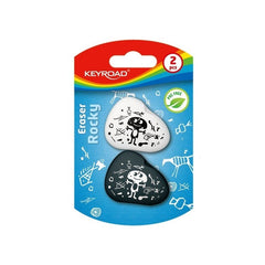 Radiera Keyroad Rocky KR971100, triunghi, 45x36x9mm, alb-negru, blister 2 buc