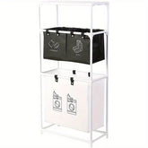 Cos de Rufe, Kadeny, 3 Rafturi, 3 Cosuri, Cadru de Otel Inoxidabil, 123x28x57 cm, Alb