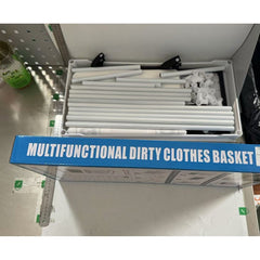 Cos de Rufe, Kadeny, 3 Rafturi, 4 Cosuri, Cadru de Otel Inoxidabil, 123x28x57 cm, 123x44x57 cm, Alb