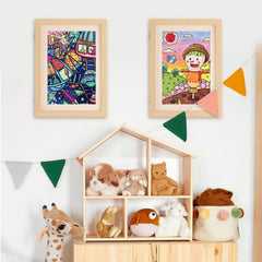 Rama Cutie pentru Foto si Cutie, Kaveny, din Lemn, cu Spatiu Pentru Depozitare, Pentru Desene si Picturi A4, Sticla Securizata, 35 x 26 x 4 cm, 530 g, Maro Lemn