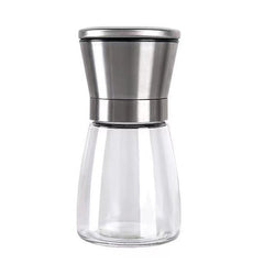 Rasnita Manuala pentru boabe, Kadeny, Rasnita pentru Piper Sare Cafea, din Sticla cu Otel inoxidabil, 13.5 x 6.5 cm, volum 180 ml, Transparenta cu Capac din Inox