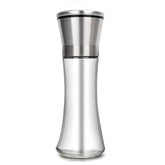 Rasnita Manuala pentru boabe, Kadeny, Rasnita pentru Piper Sare Cafea, din Sticla cu Otel inoxidabil, 19.2 x 6.4 cm, volum 200 ml, Transparenta cu Capac din Inox