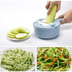Razatoare multifunctionala Kaveny pentru legume, fructe, branzeturi, 10 piese, 27.6x8 cm, albastru