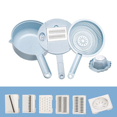 Razatoare multifunctionala Kaveny pentru legume, fructe, branzeturi, 10 piese, 27.6x8 cm, albastru