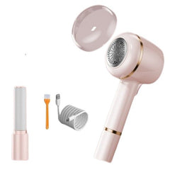 Aparat Pentru Curatat Scame, Par Si Praf, Kaveny, Pentru Diferite Tipuri De Material, Cu Lame Din Otel Inoxidabil, Incarcare Prin USB Type-C, Cu Perie De Curatare, Cablu USB Si Stick Cu Lipici Incluse, Roz, 220 x 86 mm