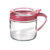 Recipient Condimente, Kadeny, din Stilca, 180 ml, cu Maner si Lingurita, 8 x 9 cm, Capac Transparent, Roz