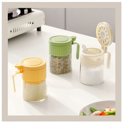 Recipient Condimente, Kadeny, din Stilca, 180 ml, cu Maner si Lingurita, 10.6 x 7 x 7 cm, Capac Mat, Verde