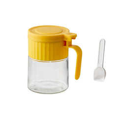 Recipient Condimente, Kadeny, din Stilca, 180 ml, cu Maner si Lingurita, 10.6 x 7 x 7 cm, Capac Mat, Galben