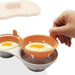 Recipient Dublu pentru Oua, Kadeny, din Plastic Kadeny, pentru Gatit la Microunde, 22 x 11.8 x 8 cm, Portocaliu