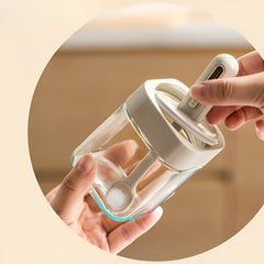 Recipient pentru Depozitarea Condimentelor, Kadeny, Borcan din Sticla, Capac si Lingura Incorporate, Uz Casnic, 300 ml, 7.1x7.1x14.8 cm, Gri