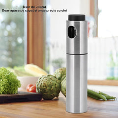 Pulverizator ulei Kaveny, spray, material otel inoxidabil, manual, 100 ml, 17.7 x 4 cm, argintiu
