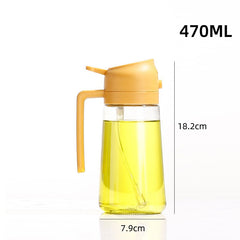 Recipient Ulei 2 in 1, Kadeny, Functie Spray & Turnare, din Sticla, Fara Scurgere, 18.5 x 7.7 cm, 470 ml, Galben