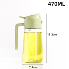 Recipient Ulei 2 in 1, Kadeny, Functie Spray & Turnare, din Sticla, Fara Scurgere, 18.5 x 7.7 cm, 470 ml, Verde