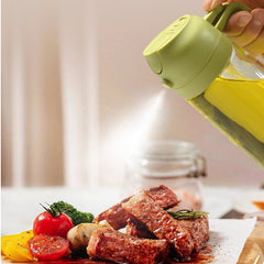 Recipient Ulei 2 in 1, Kadeny, Functie Spray & Turnare, din Sticla, Fara Scurgere, 18.5 x 7.7 cm, 470 ml, Verde