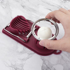 Feliator multifunctional Kaveny pentru oua, mozzarela, fructe, 2 forme de feliere, agatatoare, 20 cm, Visiniu