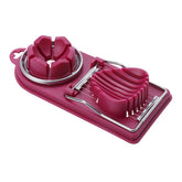 Feliator multifunctional Kaveny pentru oua, mozzarela, fructe, 2 forme de feliere, agatatoare, 20 cm, Visiniu