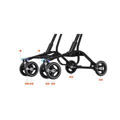 Carucior copii pliabil AT PERFORMANCE® – Ultra compact, 5 kg, aluminiu, 6-36 luni, ideal pentru avion, negru