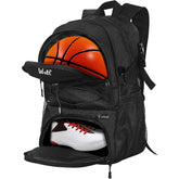 Rucsac de Baschet Multifunctional, Kadeny, pentru Calatorie, Sport, Scoala, cu Compartiment pentru Pantofi si Minge, 32 Litri, 45x32x22 cm, Negru