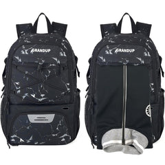 Rucsac de Baschet Multifunctional, Kadeny, pentru Calatorie, Sport, Scoala, cu Compartiment pentru Pantofi si Minge, 32 Litri, 45x32x22 cm, Negru-Alb