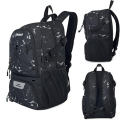 Rucsac de Baschet Multifunctional, Kadeny, pentru Calatorie, Sport, Scoala, cu Compartiment pentru Pantofi si Minge, 32 Litri, 45x32x22 cm, Negru-Alb