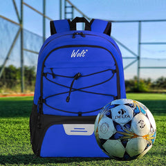 Rucsac de Baschet Multifunctional, Kadeny, pentru Calatorie, Sport, Scoala, cu Compartiment pentru Pantofi si Minge, 32 Litri, 45x32x22 cm, Albastru-Negru