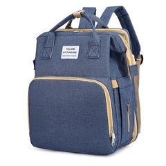 Rucsac Multifunctional pentru Mamici, Kaveny, cu Patut Pliabil si Baza de Schimbat, Rezistent la Apa, Capacitate Mare, Usor, Compartimente Multiple, Buzunar Termic pentru Lapte, 42 x 32 x 22 cm, Albastru Inchis
