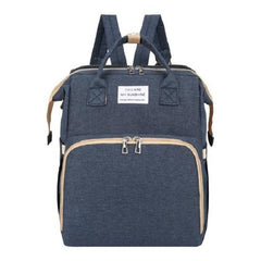 Rucsac Multifunctional pentru Mamici, Kaveny, cu Patut Pliabil si Baza de Schimbat, Rezistent la Apa, Capacitate Mare, Usor, Compartimente Multiple, Buzunar Termic pentru Lapte, 42 x 32 x 22 cm, Albastru Inchis
