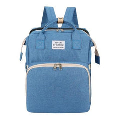 Rucsac Multifunctional pentru Mamici, Kaveny, cu Patut Pliabil si Baza de Schimbat, Rezistent la Apa, Capacitate Mare, Usor, Compartimente Multiple, Buzunar Termic pentru Lapte, 42 x 32 x 22 cm, Albastru Deschis