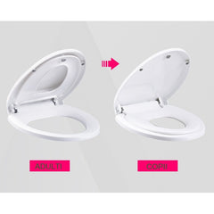 Capac de Toaleta cu Reductie 2 in 1, Kaveny, pentru Copii si Adulti, Coborare Lenta si Silentioasa, Instalare Usoara, din PP5 , in Forma de U, Alb