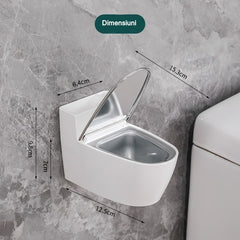 Scrumiera creativa Kadeny, Forma de Toaleta, Capac Argintiu, Material ABS si Otel Inoxidabil, 12.5 x 9.8 x 8.4 cm, Fixare prin Lipire sau De Sine Statator, pentru Baie, Camera, Bucatarie, Balcon, Argintiu