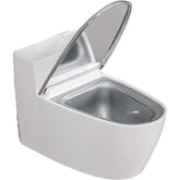 Scrumiera creativa Kadeny, Forma de Toaleta, Capac Argintiu, Material ABS si Otel Inoxidabil, 12.5 x 9.8 x 8.4 cm, Fixare prin Lipire sau De Sine Statator, pentru Baie, Camera, Bucatarie, Balcon, Argintiu