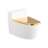 Scrumiera creativa Kadeny, Forma de Toaleta, Capac Auriu, Material ABS si Otel Inoxidabil, 12.5 x 9.8 x 8.4 cm, Fixare prin Lipire sau De Sine Statator, pentru Baie, Camera, Bucatarie, Balcon, Auriu