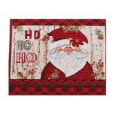 Servet de Masa, Kadeny, Model Mos Craciun, Scris HoHoHo, Tematica Craciun, Prosop pentru Masa, Bumbac si Fibre Sintetice, 43x33 cm, Rosu