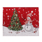 Servet de Masa, Kadeny, Model Om de Zapada si Bradul de Craciun, Tematica Craciun, Prosop pentru Masa, Bumbac si Fibre Sintetice, 43x33 cm, Rosu
