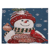 Servet de Masa, Kadeny, Model Om de Zapada si Ninsoare, Tematica Craciun, Prosop pentru Masa, Bumbac si Fibre Sintetice, 43x33 cm, Albastru