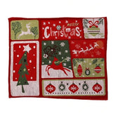 Servet de Masa, Kadeny, Model Ren, Brad si Globulete, Scris Merry Christmas, Tematica Craciun, Prosop pentru Masa, 47x33 cm, Bumbac si Fibre Sintetice, Rosu