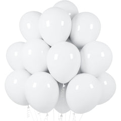 Set 10 Baloane din Latex, Kaveny, Model Party, 13 cm, 1 g, Alb