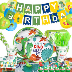 Set 10 Pahare de Carton Happy Birthday, Kaveny, Model Dinozauri, Tematica Aniversare, 7.5x8.5 cm, 200 mL, Multicolor