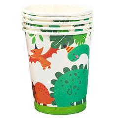 Set 10 Pahare de Carton Happy Birthday, Kaveny, Model Dinozauri, Tematica Aniversare, 7.5x8.5 cm, 200 mL, Multicolor