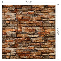 Set 10 Placi Tapet 3D, Kaveny, 70 x 77 cm, Grosime 3 mm, din Polietilena, Model Caramida, Suprafata acoperita 5.3 mp, Piatra Rosie