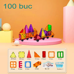 100-piece magnetic building block set, Kaveny, magnetic bricks, large, geometric shapes, 3 years old, ABS, magnets, 27.5*21.5*17 cm, multi-color