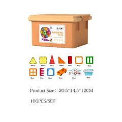 100-piece magnetic building block set, Kaveny, magnetic bricks, large, geometric shapes, 3 years old, ABS, magnets, 27.5*21.5*17 cm, multi-color