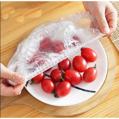 Set 100 Folie de Protectie Elastica pentru Alimente si Boluri Kadeny, material plastic, prospetime, diametrul 12 - 40 cm