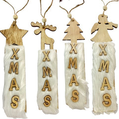 Set 12 decoratiuni de Craciun, Xmas, Diverse forme, 20x4 cm, alb