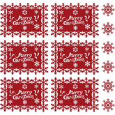 Set 12 Servete pentru Masa si Suporturi de Pahare/Tacamuri, Kadeny, Scris Merry Christmas, 6 Servete 25x35 cm, 6 Suporturi de 10x10 cm, Rosu