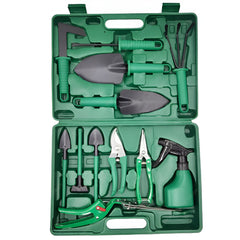 Set 12 Unelte de Gradina, Kadeny, pentru Plantare Prelucrare Sol si Ingrijire Plante, Material PVC si Otel, Cutie Inclusa, 38 x 29 cm, Verde Deschis