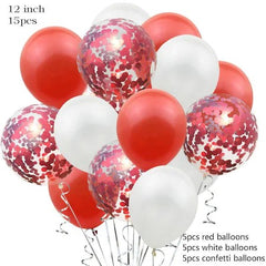 Set 15 baloane pentru petrecere, Kaveny, alb/rosu, 30 cm