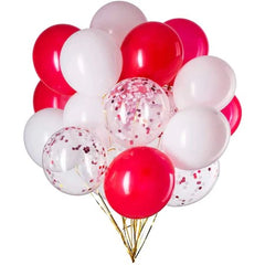 Set 15 baloane pentru petrecere, Kaveny, alb/rosu, 30 cm