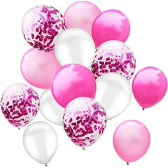 Set 15 baloane pentru petrecere, Kaveny, alb/roz, 30 cm