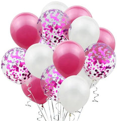 Set 15 baloane pentru petrecere, Kaveny, alb/roz, 30 cm